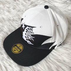 Hellstar White Black Split Color Flame Flat Brim Cap