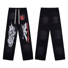 Hellstar Black Mixed Graphic Vintage Flared Sweatpants