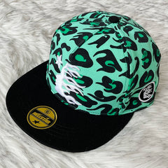 Hellstar Green Leopard Print Flat Brim Cap