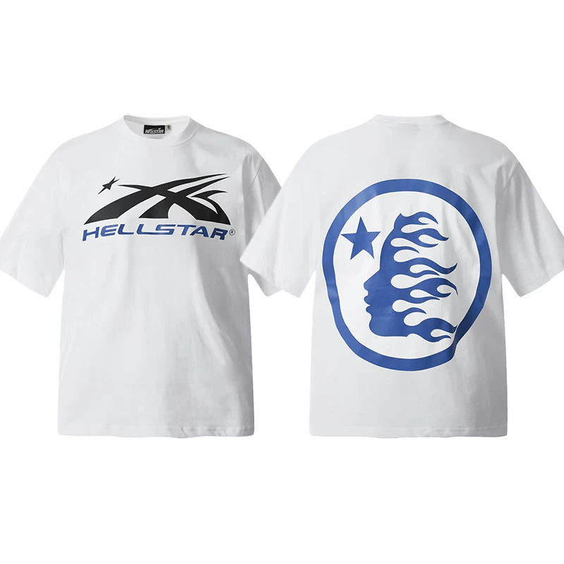 Hellstar White Blue Logo Portrait Graphic Tee