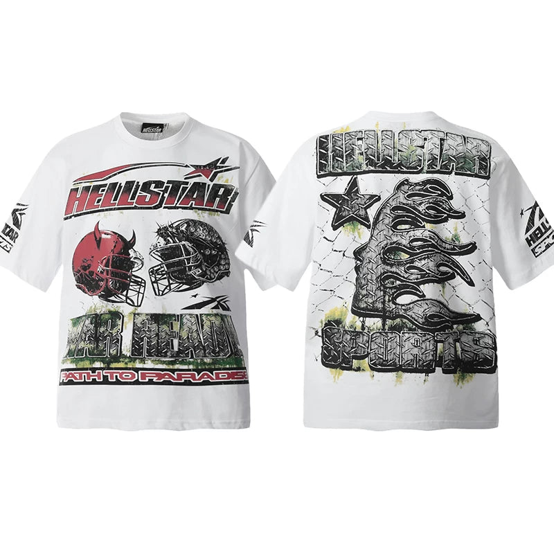Hellstar White Double Helmet Graphic Tee