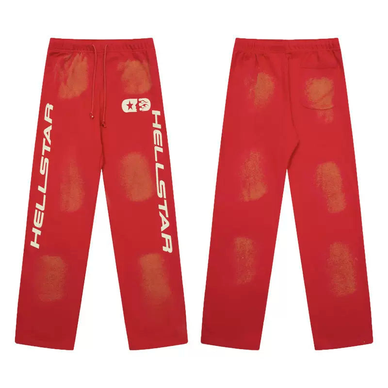 Hellstar Red Vertical Letter Faded Flared Sweatpants