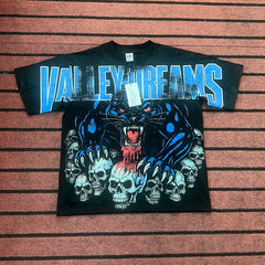 Valleydream Black Blue Panther Skull Valley Dreams Vintage T-Shirt