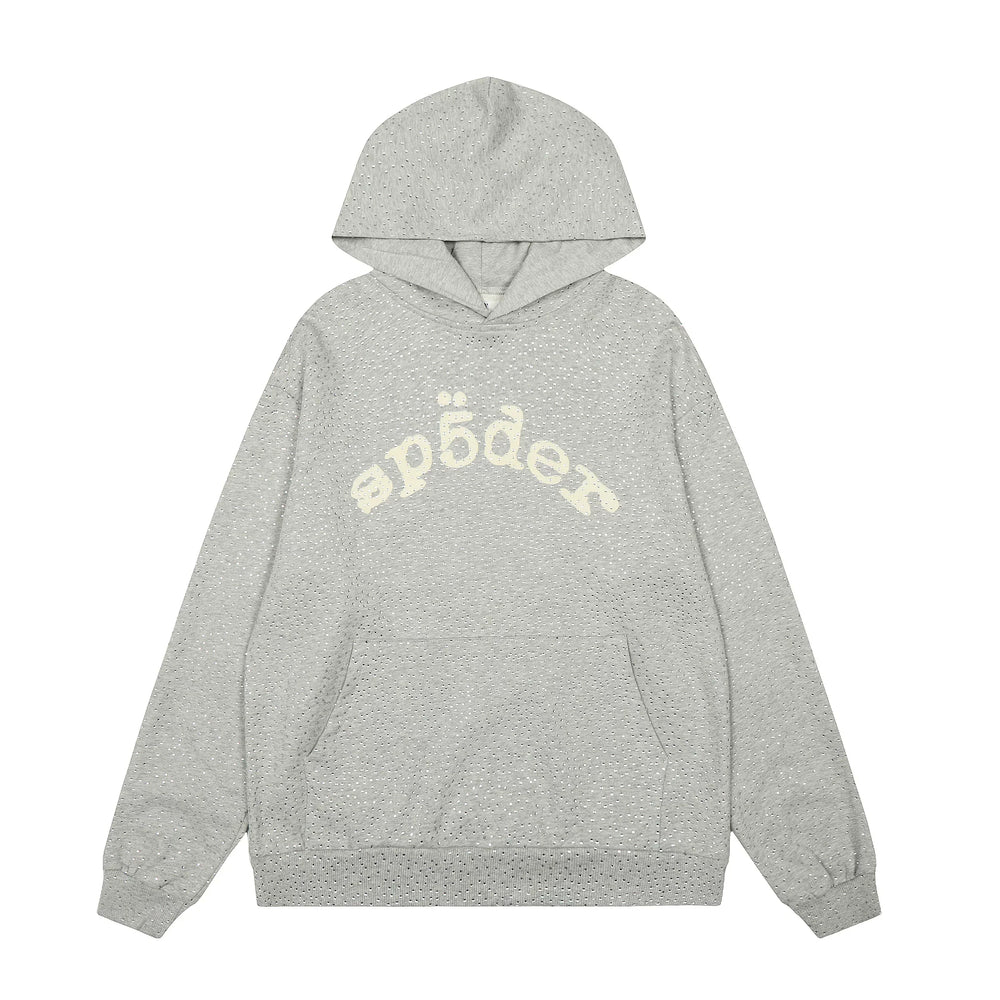 Sp5der Logo Hoodie - Heather Grey / Heavy Fleece Lined