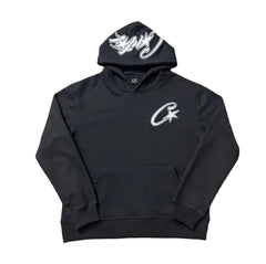 Black Script Logo Hoodie – Oversized Streetwear Pullover Sweatshirt