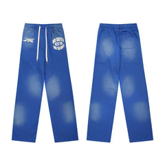 Blue Hellstar Printed Flare Sweatpants