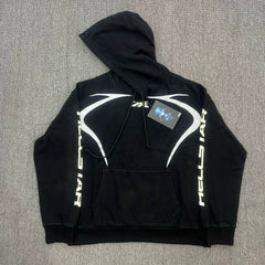 Hellstar White Line Graphic Black Hoodie