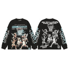 Hellstar Black Angels Basketball Graphic Long Sleeve Shirt
