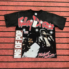 Valleydream Black King Of Pop Boxing Collage Vintage Graphic T-Shirt