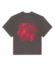 Sp5der Contrast Stitch Slub Tee Slate Grey