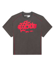 Sp5der Contrast Stitch Slub Tee Slate Grey