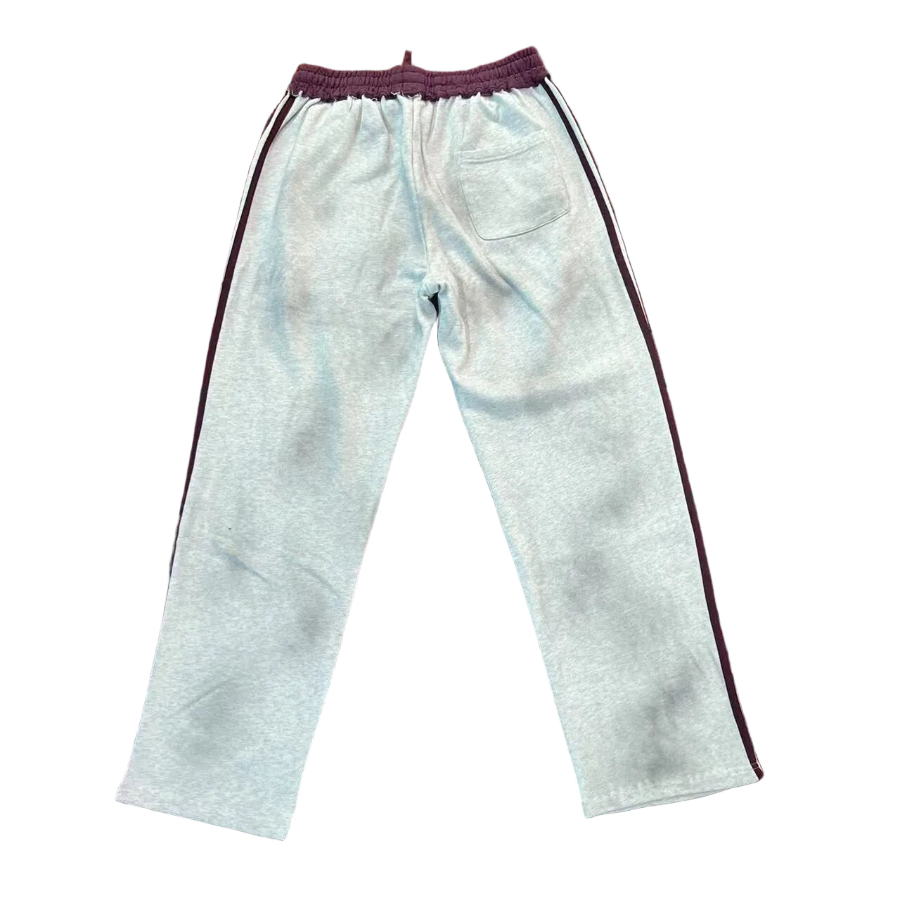 Valley Dream Letter‑Print Side‑Stripe Wide‑Leg Sweatpants, Heather Grey‑Burgundy Unisex Streetwear Trousers
