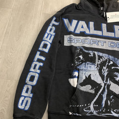 VALLEY Black Valley Dreams Sport Dept Graphic Zip‑Up Hoodie Unisex Oversized Jacket