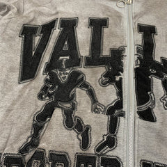 VALLEY Grey Valley Sport Division Football Graphic Zip‑Up Hoodie Unisex Oversized Jacket