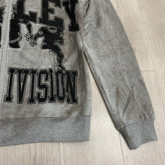 VALLEY Grey Valley Sport Division Football Graphic Zip‑Up Hoodie Unisex Oversized Jacket