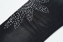 VALLEY White Dots Print Distressed Washed‑Black Straight‑Leg Jeans, Y2K Streetwear Unisex Denim Pants