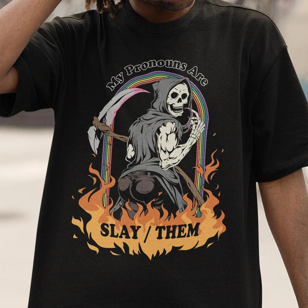 My Pronouns are Slay / Them Cartoon t-shirt