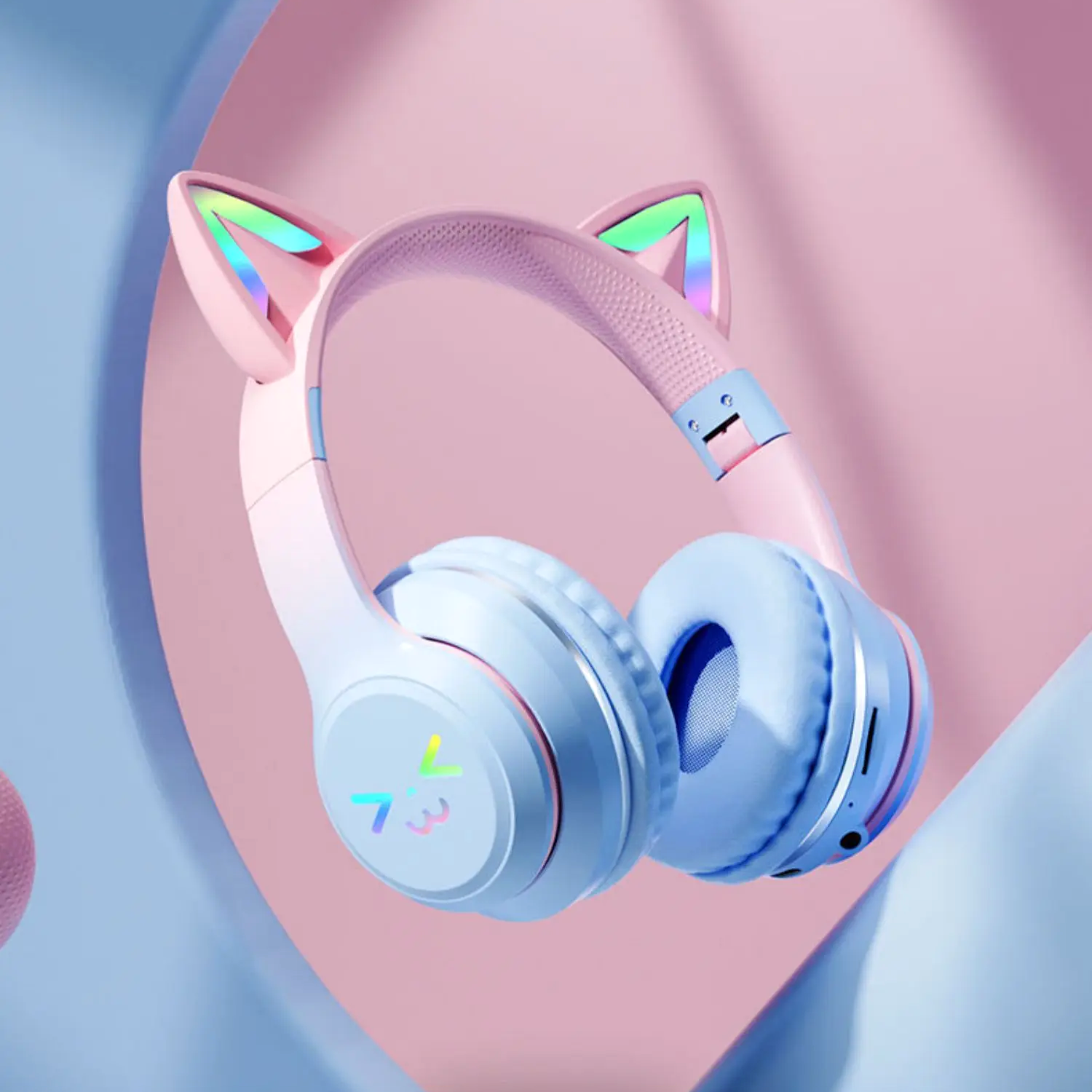 Cat Ears Colorful Glow Wireless Headset (3 Color Combinations)
