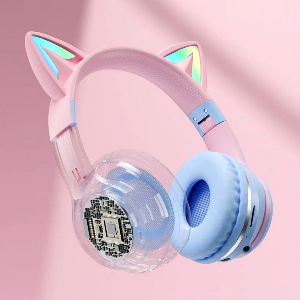 Cat Ears Colorful Glow Wireless Headset (3 Color Combinations)