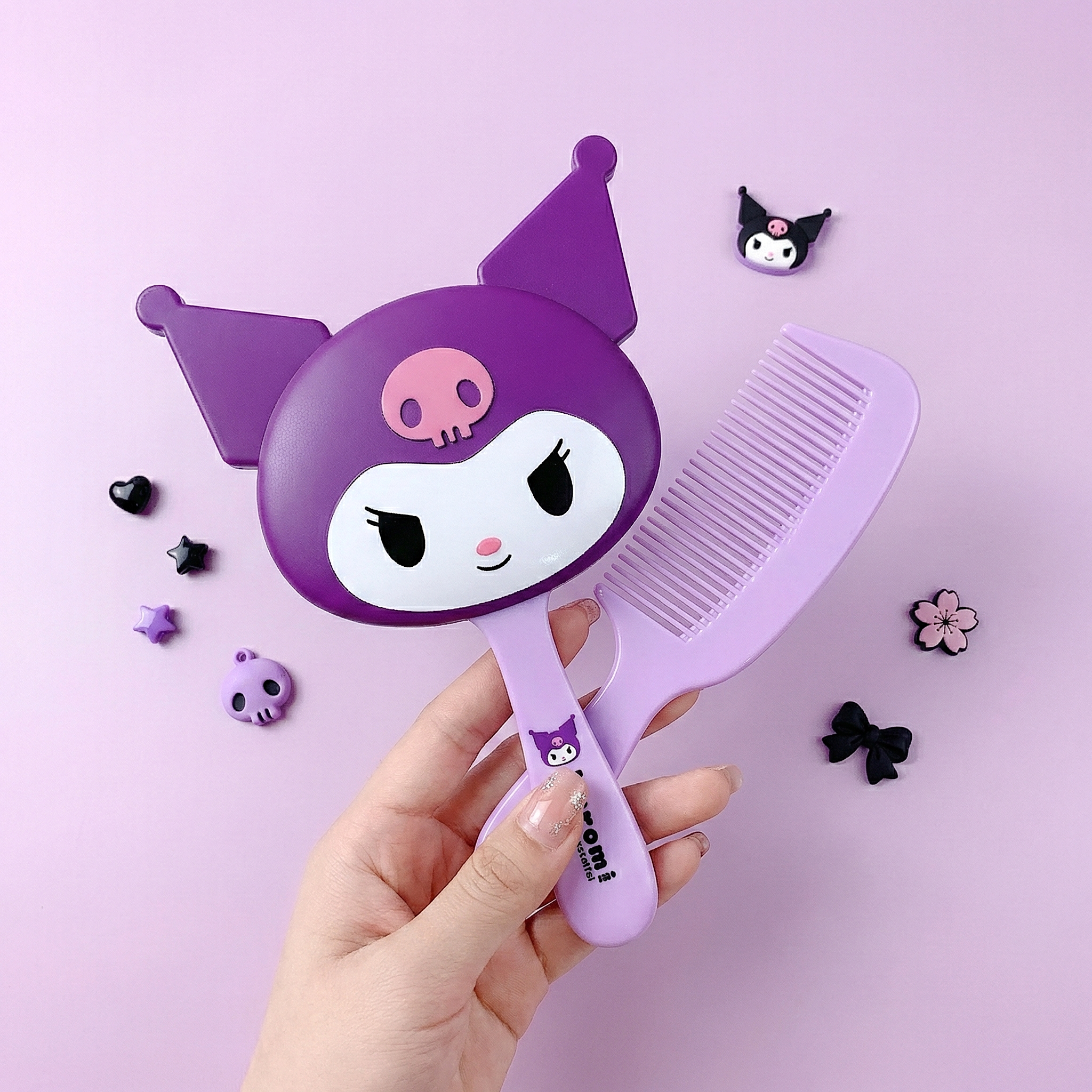 Sanrio Mirror + Comb Vanity Set - Kuromi