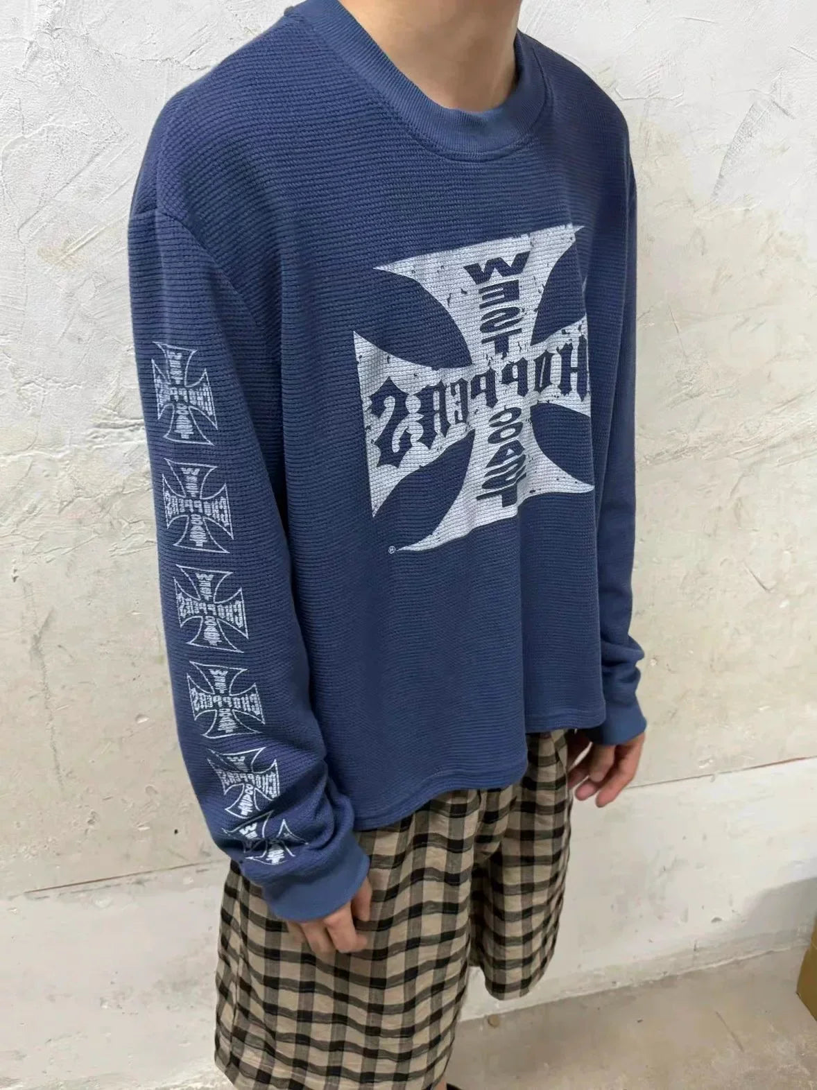West Coast Choppers Cross Print ERD Stylist Same Style Waffle Sanskrit Long Sleeve (2)