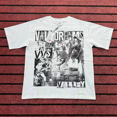 Valleydream White Black White Collage Vintage Graphic T-Shirt