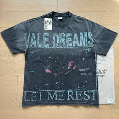 VALEFOREVER Black Washed Vale Dreams Let Me Rest Retro Graphic T-Shirt