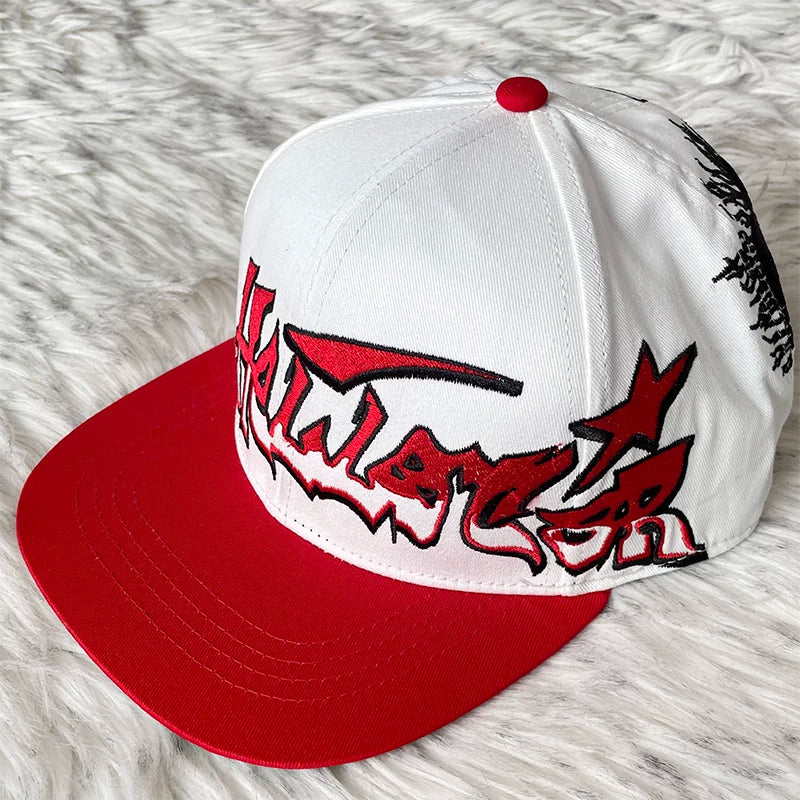 Hellstar White Red Graphic Flat Brim Cap