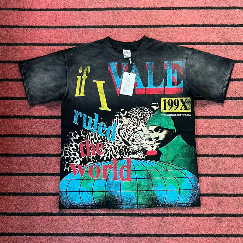 Valleydream Black If I Ruled The World Leopard Portrait Vintage T-Shirt