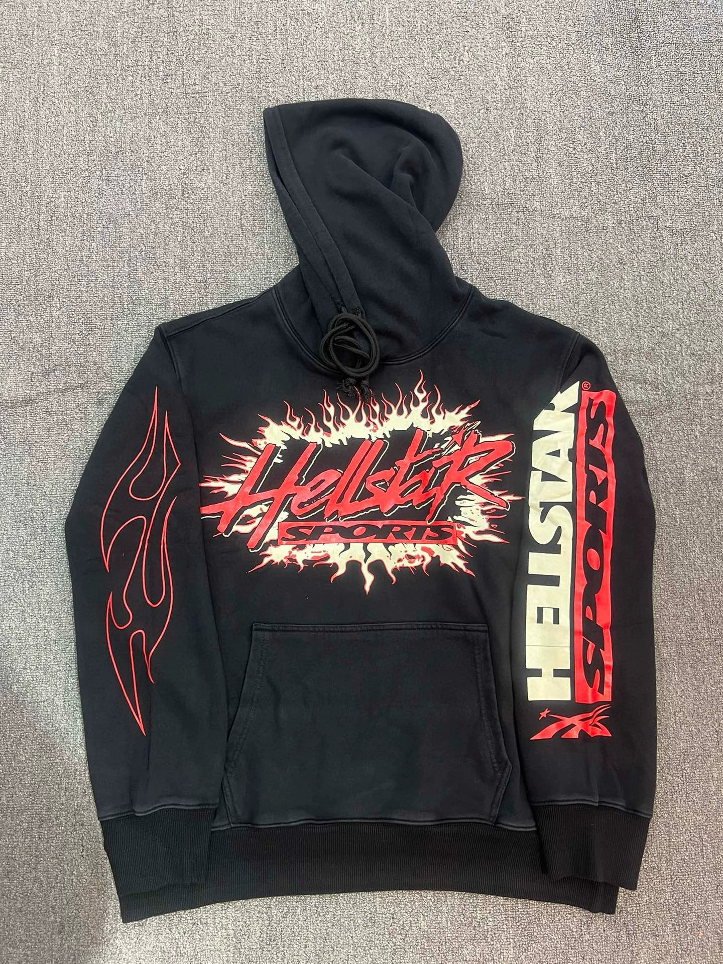 Hellstar Red Flame Graphic Black Pullover Hoodie