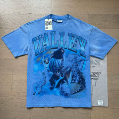 VALEFOREVER Blue Washed Valley Dreams Hip Hop Portrait Retro Graphic T-Shirt