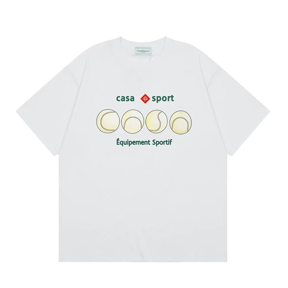 Casablanca Sport Tennis Ball Row T-Shirt - White