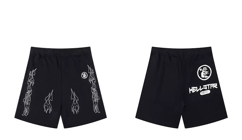 Hellstar Black White Side Print Shorts