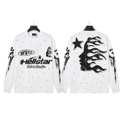 Hellstar White Hole Burn Flame Face Long Sleeve Shirt