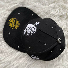 Hellstar Black White Flame Star Flat Brim Cap