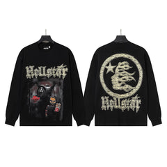 Hellstar Black Ghost Portrait Circle Logo Long Sleeve Tee