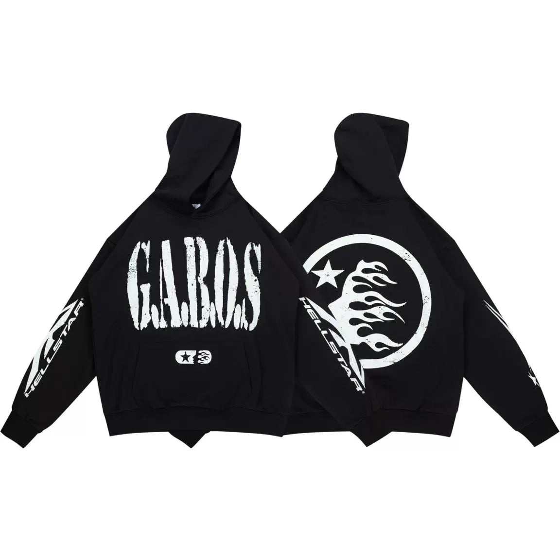 HELLSTAR Black GAROS Letter Graphic Hoodie