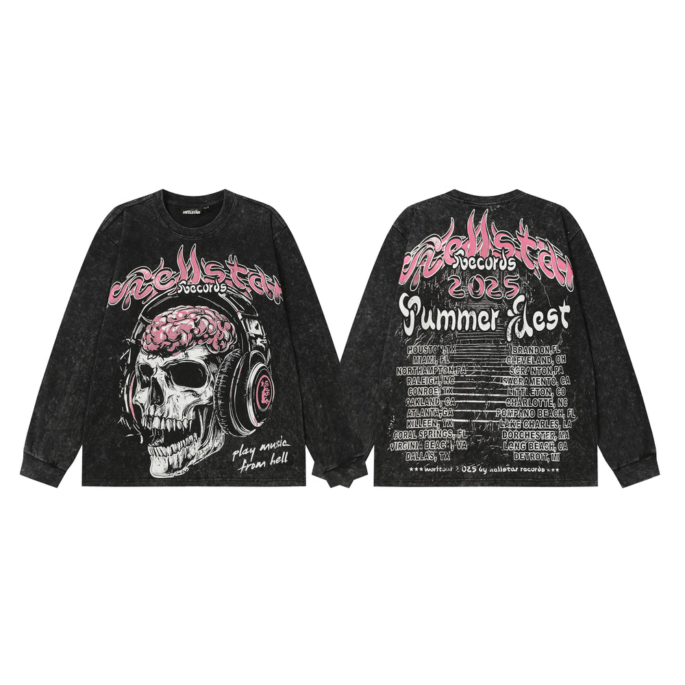 Hellstar Black Pink Skull Long Sleeve Top