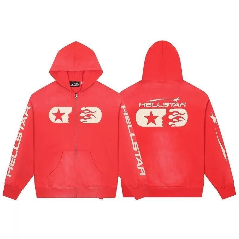 Hellstar Red Graphic Zip Hoodie