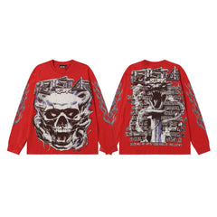 Hellstar Red Purple Flame Skull Long Sleeve Shirt