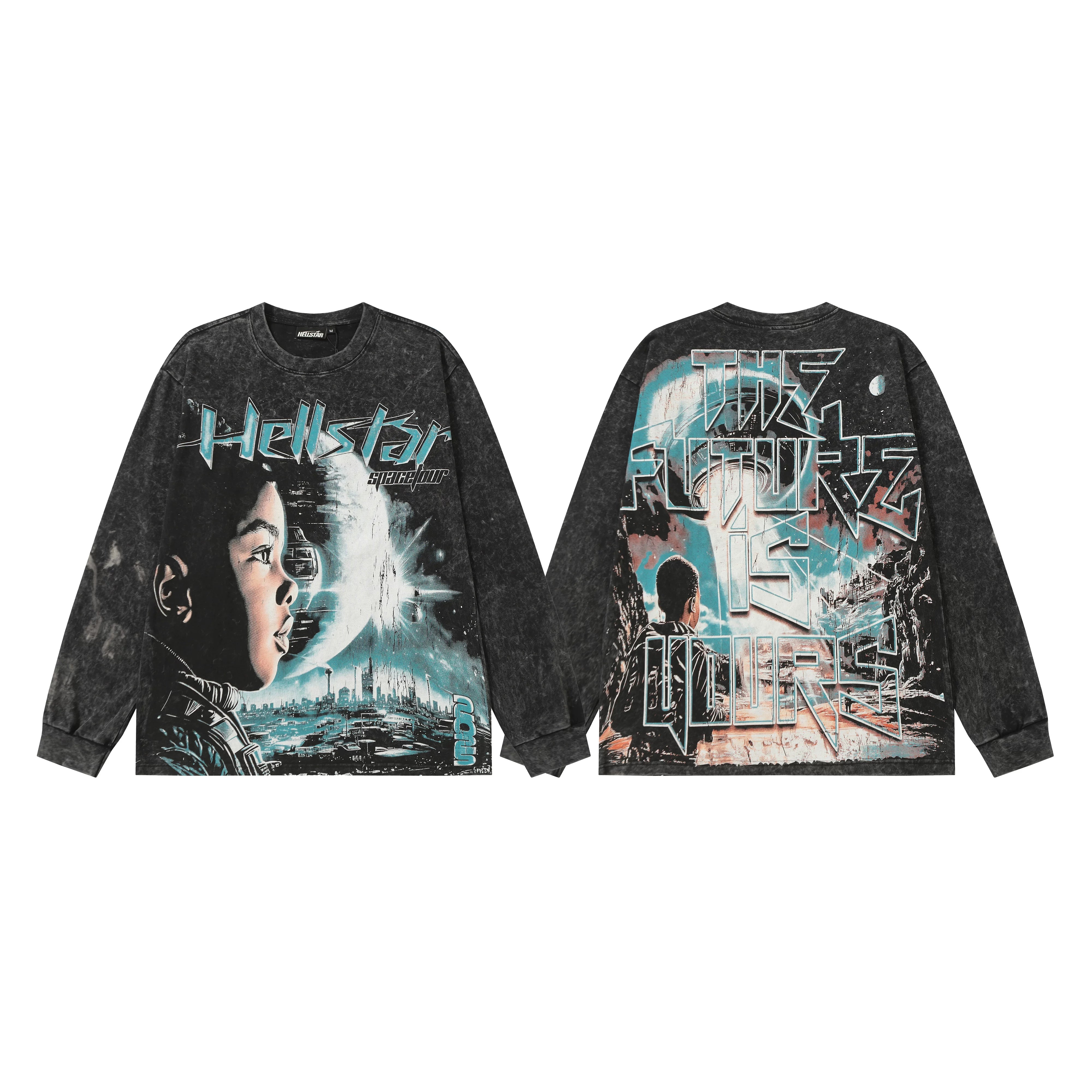 Hellstar Black Collage Portrait Long Sleeve Shirt