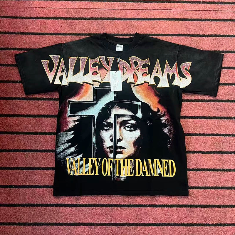 Valleydream Black Valley Of The Damned Woman Portrait Vintage T-Shirt