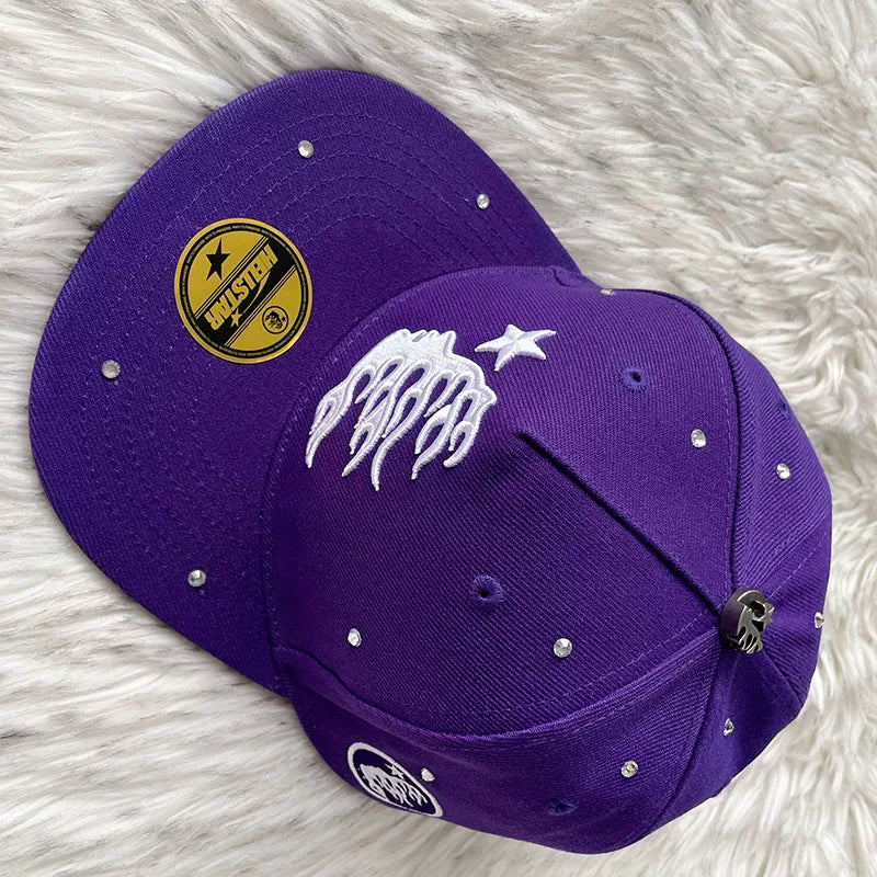 Hellstar Purple White Flame Star Flat Brim Cap