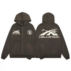 Hellstar Brown Washed Zip Up Hoodie