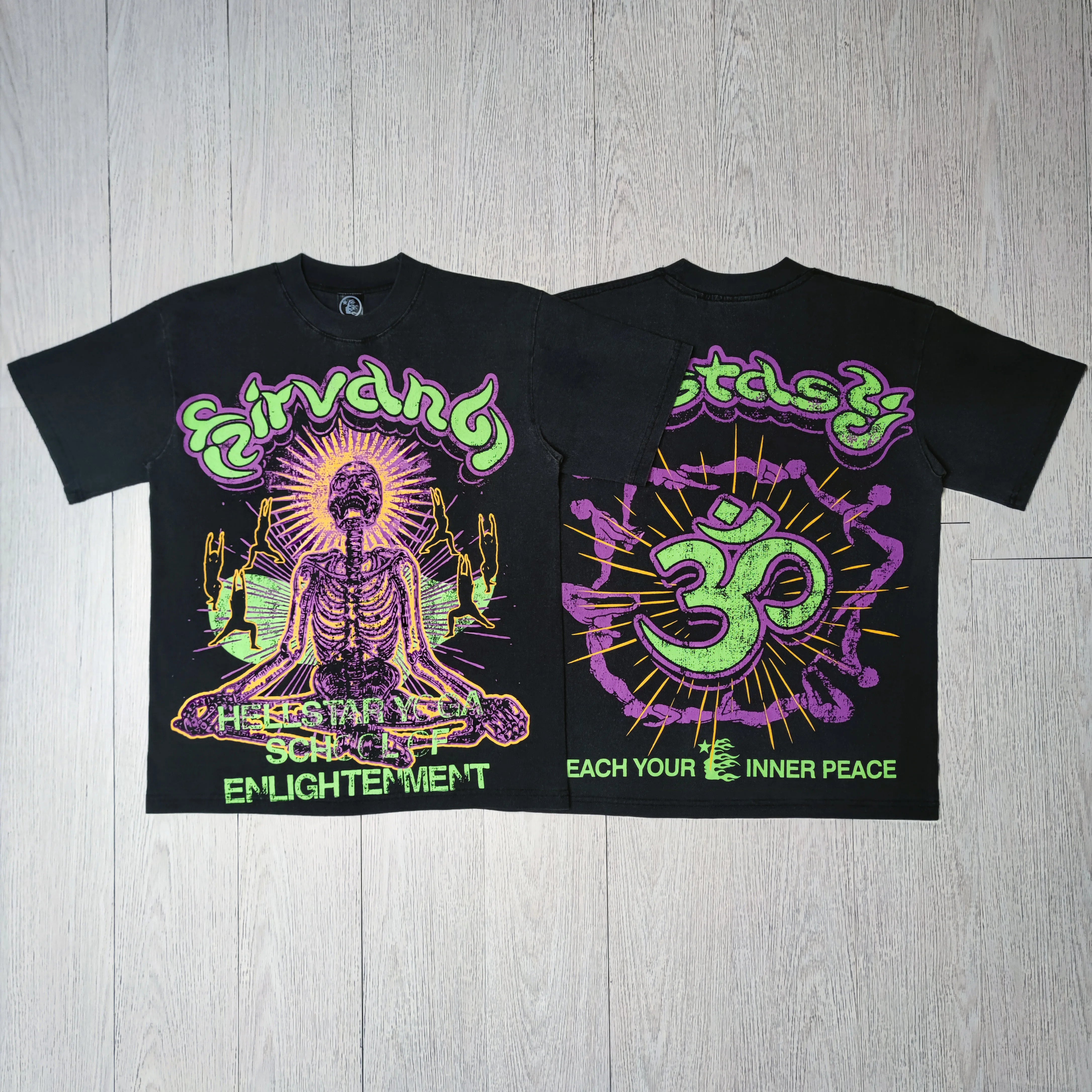 Hellstar Meditation Skeleton Vintage Print T-shirt