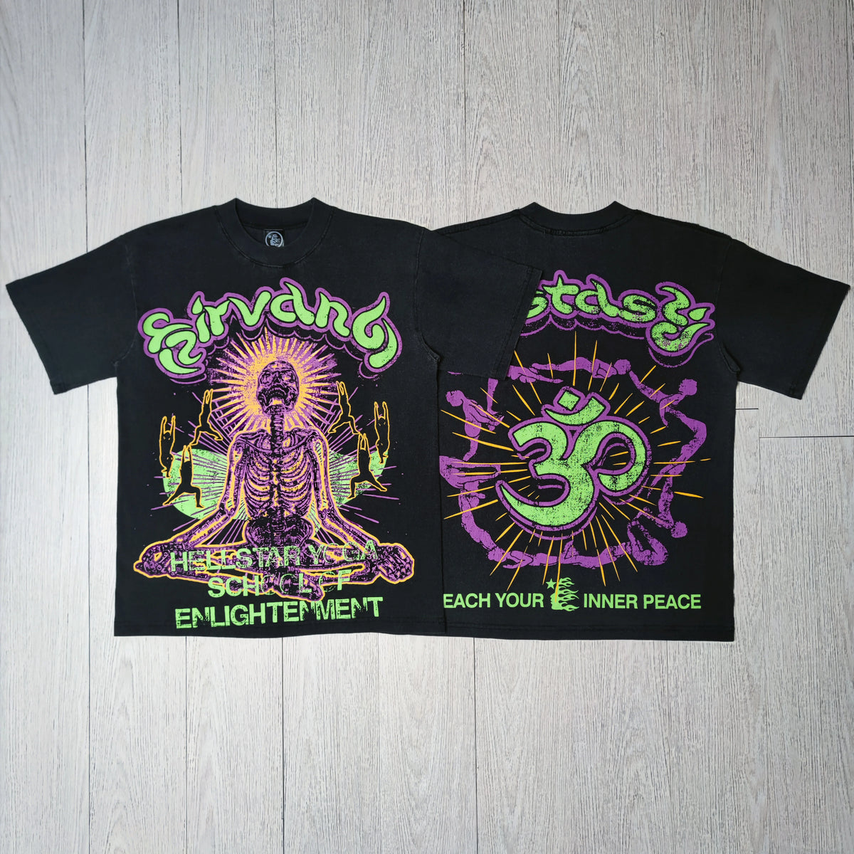 Hellstar Meditation Skeleton Vintage Print T-shirt