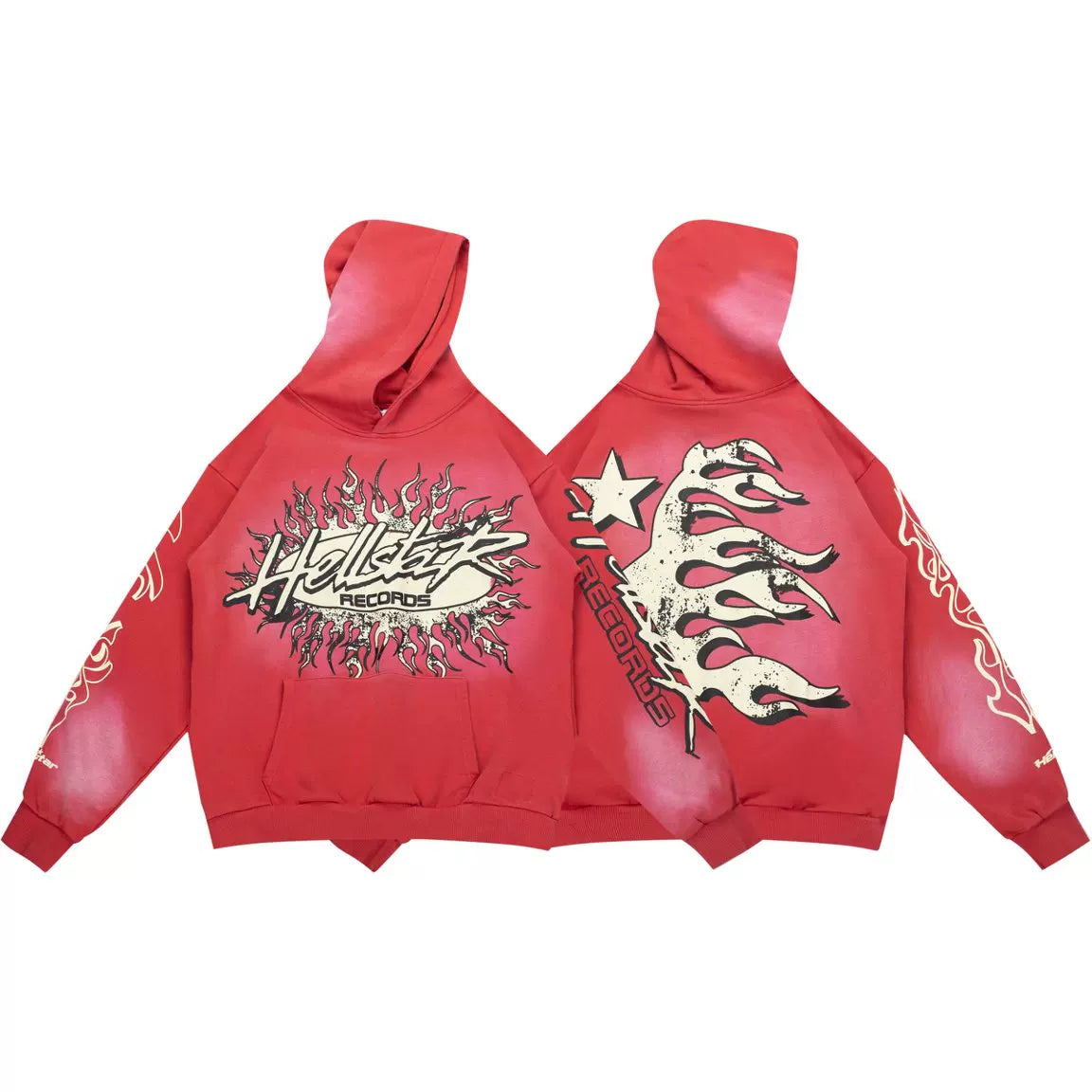 HELLSTAR Red Gradient Flame Graphic Hoodie
