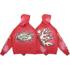 HELLSTAR Red Gradient Flame Graphic Hoodie