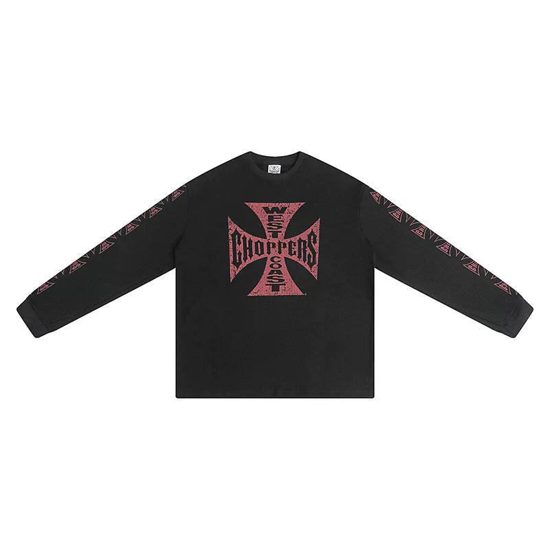 West Coast Choppers Cross Print ERD Stylist Same Style Waffle Sanskrit Long Sleeve (3)