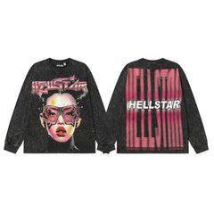 Hellstar Black Pink Stripe Portrait Long Sleeve Shirt